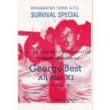 GEORGE BEST Programme Bridgwater Town v George Best Star X1 27/3/1983. George Best ex Manchester
