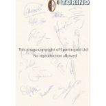 TORINO AUTOGRAPHS Seventeen Torino autographs from the late 1990's on an A4 Card to include