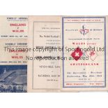 WALES FOOTBALL PROGRAMMES Eighteen programmes inc Festival of Britain v Switzerland 1951, Welsh FL v