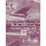 BLACKPOOL / ARSENAL Programme Blackpool v Arsenal 25/12/1937. Light restoration on back cover. No