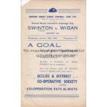 SWINTON RUGBY LEAGUE 1945 Swinton Rugby League home programme v Wigan, 10/10/45, Lancashire Cup.,