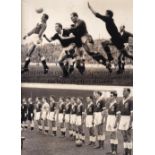 WALES V EAST GERMANY 1957 Six B/W original photos, 5 are 10" X 8" and the other is 10" X 6.5". Two