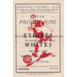 BRENTFORD Four Page programme Stripes v Whites Public Trial match at Griffin Park 12/8/1950. Light