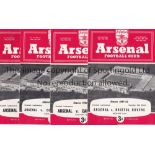 ARSENAL RESERVES 1961/2 Complete set of 17 home Football Combination programmes, missing