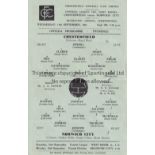 CHESTERFIELD / NORWICH Single sheet programme League Cup 1st Round 13/9/1961. Light horizontal fold.