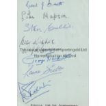ENGLAND WAR-TIME FOOTBALL AUTOGRAPHS An album sheet with 7 autographs including Wilf Mannion, Stan