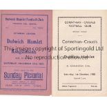 DULWICH HAMLET Two programmes Dulwich Hamlet v Kingstonian 23/12/1933 and Corinthians Casuals v