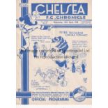 CHELSEA Home programme v Millwall 24/4/1940 . War League. 4 Page. Light folds. No writing. Generally