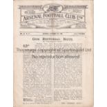 ARSENAL / EVERTON Four page programme Arsenal v Everton 11/11/1922. Some slight staining at front