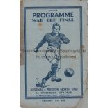 1937 CUP FINAL Single sheet pirate programme, 1937 Cup Final, teams listed plus referee, published