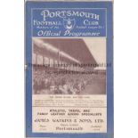 PORTSMOUTH / ARSENAL Programme Portsmouth v Arsenal 8/10/1927. Lacks staples due to rusting. No