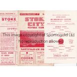 STOKE CITY Over ninety home Programmes; 2 Re-arranged games programme updates v Ipswich 1960 & v