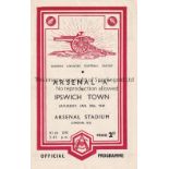 ARSENAL Programme for the home Eastern Counties League match v Ipswich Town 29/1/1949 at Highbury.