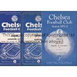 CHELSEA Three 4 page home programmes v Everton FA Youth Cup Final 1st Leg 22/4/1960 and 2 Reserve