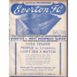 EVERTON - WEST BROM 1938 Everton home programme v West Brom, 2/4/1938, ex bound volume, slight trim.