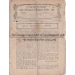ARSENAL V WEST HAM UNITED 1917 Scarce WWI programme for the first team War London Combination League