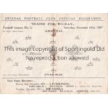 ARSENAL V EVERTON 1927 Programme for the League match at Arsenal 24/12/1927, creased. Fair