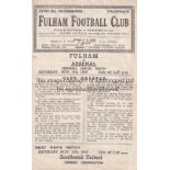FULHAM V ARSENAL 1945 Programme for the FL South match at Fulham 3/11/1945, very slightly creased