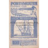 PORTSMOUTH v CHELSEA 1942/43 Portsmouth v Chelsea. Official programme for the War League South