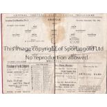 ARSENAL V MILLWALL 1931 Programme for the London Combination match at Arsenal 5/9/1931,creased,