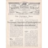 ARSENAL Four page home programme v Queen's Park Rangers Reserves London Combination 21/2/1925. Ex