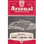 ARSENAL Unusual 4 page issue for the home Metropolitan League Cup tie v. Dunstable Town 3/9/1960.