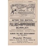 BURNLEY Home programme v Fulham 16/11/1912. Ex Bound volume. Slight split at lower spine.