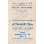 COVENTRY / ARSENAL Programme for the match at Highfield Road 25/8/1945 . First match after the
