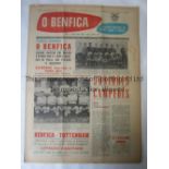 1962 EUROPEAN CUP Semi Final Benfica v Tottenham (1st Leg) played 21/3/1962 at Estadio da Luz,