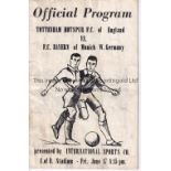 SPURS Programme Tottenham v Bayern Munich in Detroit friendly 17/6/1966. Creased but no writing.