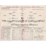 ARSENAL Home programme v Leicester City 15/12/1934. Lacks staples. No writing. Fair to generally