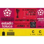 WORLD CUP 1970 Unused ticket Israel v Italy in Toluca 11/6/1970 World Cup in Mexico. Very light