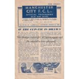 MAN CITY / LEEDS Programme Manchester City v Leeds United March 23rd 1946. Score, scorers and team