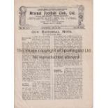 ARSENAL Four page home programme v West Bromwich Albion 5/4/1920. Light horizontal fold. No writing.