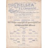 CHELSEA / READING / COVENTRY Single sheet programme Reading v Coventry City FA Cup 2nd Round