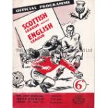 SCOTLAND / ENGLAND / DUNCAN EDWARDS Programme Scottish League v English League at Ibrox (
