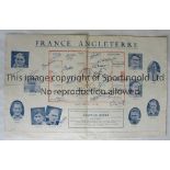 FRANCE / ENGLAND Programme France v England in Paris 26/5/1938. Fully signed by both teams.