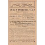 EGHAM V WEYBRIDGE 1929 Programme for the FA Cup at Egham 26/9/1929, team changes. Generally good