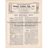 ARSENAL Four page home programme v Aston Villa 4/9/1920. Ex Bound Volume. Generally good