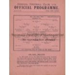 ARSENAL V R.A.F. 1942 Single sheet programme for the Arsenal home Friendly 23/5/1942, slightly