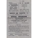 HARWICH CHARITY CUP SEMI-FINAL 1948 Programme for Metropolitan Police v Bury Town 28/2/1948 played