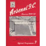 ARSENAL V MILLWALL 1949 Programme for the London Challenge Cup match at Arsenal 10/10/1949,
