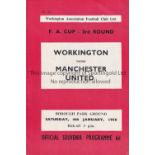 MANCHESTER UNITED Programme for the away FA Cup tie v. Workington 4/1/1958. Generally good