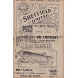 SHEFFIELD UNITED Programme for the home match v Bury 6/9/1902. Ex Bound Volume. Generally good