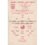 ARSENAL Single card programme for the Junior and Senior Public Practice matches at Highbury 4/8/