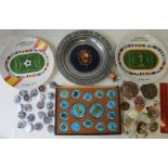 WORLD CUP 1982 A collection of plates, medals, coins and badges from the 1982 World Cup. Two similar