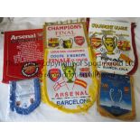 ARSENAL PENNANT Two Large pennants (16 ins x 10 ins) and two small pennants from Arsenal v Barcelona