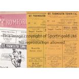 BURY TOWN Fourteen away programmes v. Gt. Yarmouth 60/1 League & Cup both with writing on the cover,