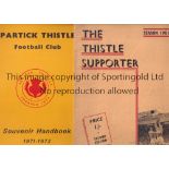 PARTICK Two Partick Thistle handbooks 1951/52 and 1971/72. Generally good