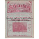 ASTON VILLA / MAN UNITED Programme Aston Villa v Manchester United 8/11/1913. Ex Bound Volume. Comes